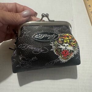 Ed hardy small tiger coin purse with chain BNWT